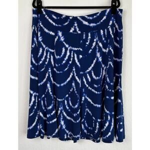 Dress Barn Blue White Sz 1X Tie Dye Fit Flare Knee Length Skirt Spring Bohemian